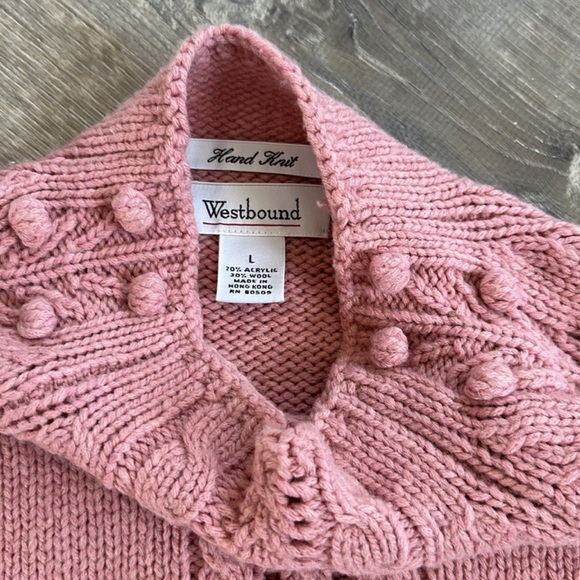 Vintage Westbound Hand Knit Blush Pink Sweater - Picture 3 of 3